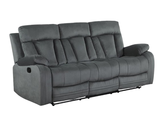 Premium Grey Microsuede Manual Recliner Sofa with Steel Base - Contemporary 3-Seat Glider Reclining Sofa for Modern Living Room