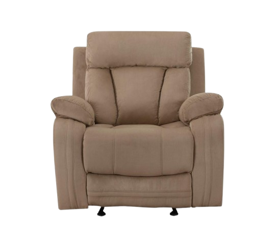 Premium Beige Microsuede Manual Recliner Chair with Steel Base - Contemporary Single-Seat Glider Reclining Chair for Modern Living Room