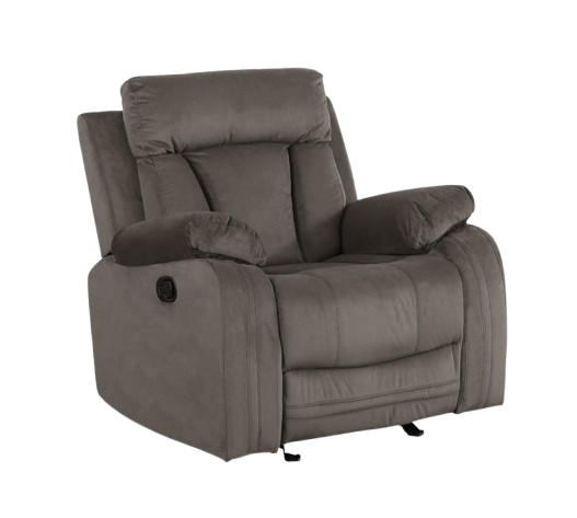 Premium Brown Microsuede Manual Recliner Chair with Steel Base - Contemporary Single-Seat Glider Reclining Chair for Modern Living Room