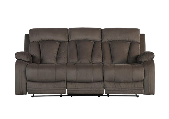 Premium Brown Microsuede Manual Recliner Sofa with Steel Base - Contemporary 3-Seat Glider Reclining Sofa for Modern Living Room