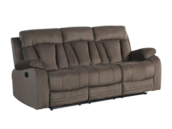 Premium Brown Microsuede Manual Recliner Sofa with Steel Base - Contemporary 3-Seat Glider Reclining Sofa for Modern Living Room