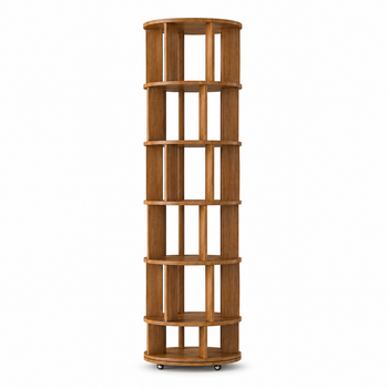 Rotating Bookshelf Tower – 360° Spinning Bookcase | 5 & 6-Tier, Solid Wood & MDF - 1