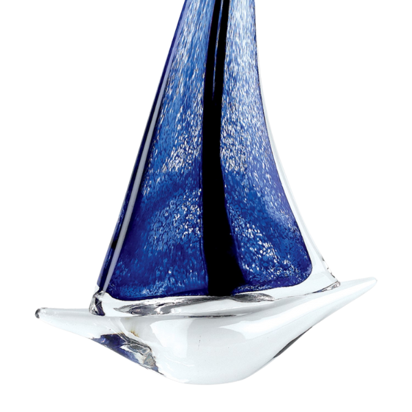 Premium 9" Clear and Blue Murano Glass Modern Abstract Tabletop Sculpture