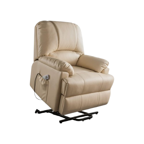 34" Black Faux Leather Power Massage Lift Assist Recliner