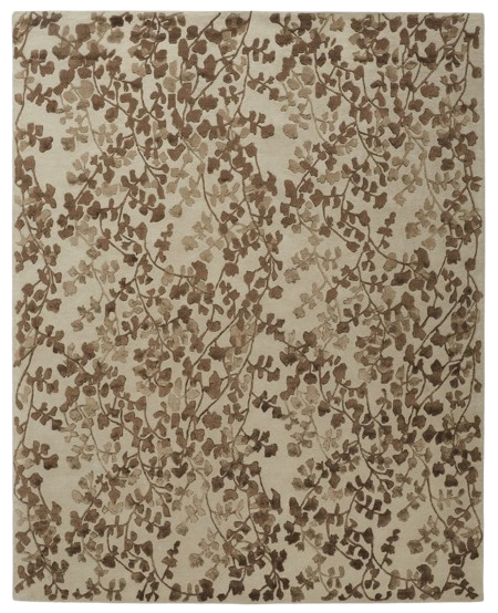 10' X 14' Taupe and Brown Floral Hand Tufted Area Rug