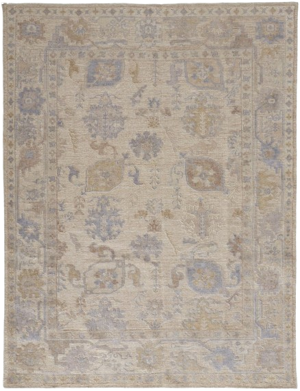 12' X 15' Beige and Blue Medallion Distressed Indoor Outdoor Area Rug