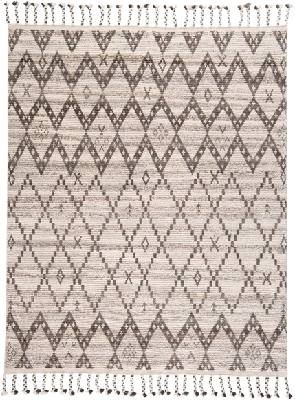 8' X 12' Taupe and Ivory Wool Geometric Hand Knotted Area Rug