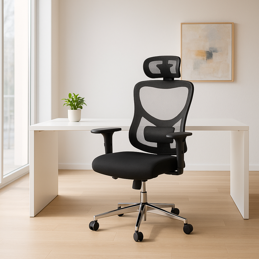 Ergonomic Mesh Office Chair High Back Computer Desk Chair Adjustable Headrest Lumbar Support 3D Armrests Black