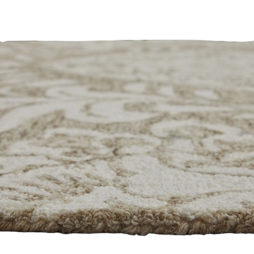 12' X 15' Tan and Ivory Wool Oriental Hand Tufted Area Rug