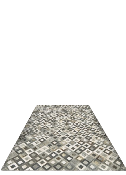 6' X 9' Black Gray And White Faux Cowhide Geometric Area Rug