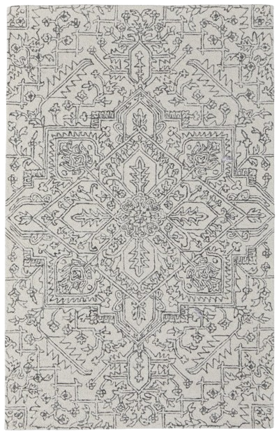10' X 14' White and Gray Wool Oriental Hand Tufted Area Rug