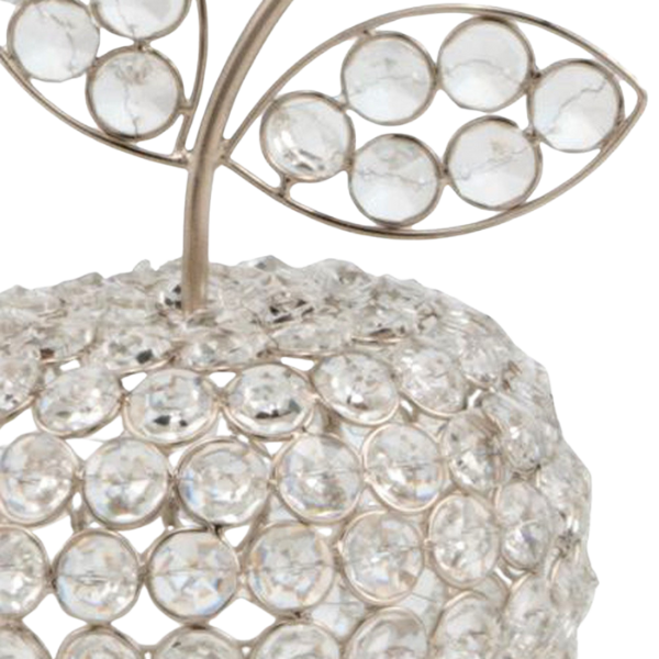 Premium 8" Silver and Faux Crystal Decorative Apple Tabletop Sculpture - Modern Glam Luxe Accent with Hand-Finished Details