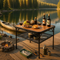 Adjustable Height Outdoor Cooking Table - 66LBS Heavy Duty Foldable Camping Grill Stand with Storage Compartment