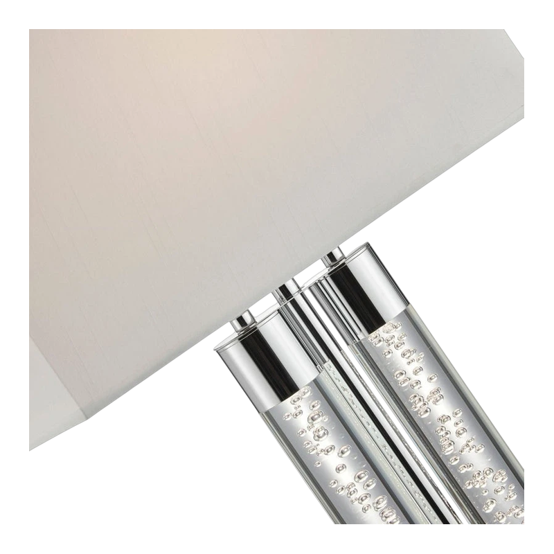 Elegant  Chrome & Acrylic Table Lamp with Linen Shade