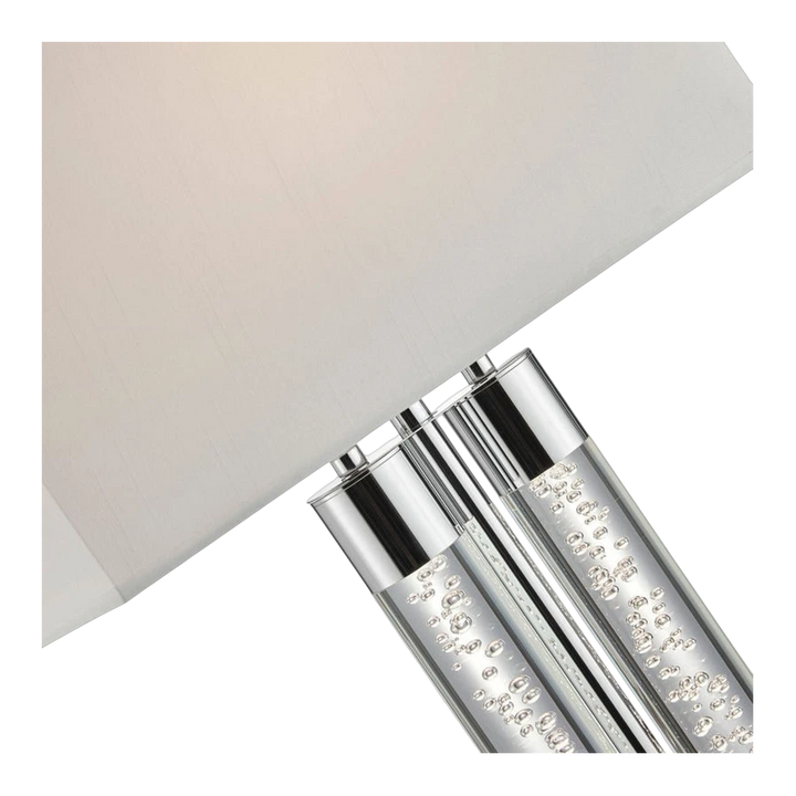 Elegant  Chrome & Acrylic Table Lamp with Linen Shade