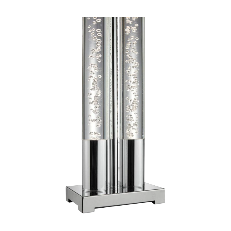 Elegant  Chrome & Acrylic Table Lamp with Linen Shade