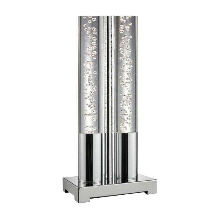 Elegant  Chrome & Acrylic Table Lamp with Linen Shade