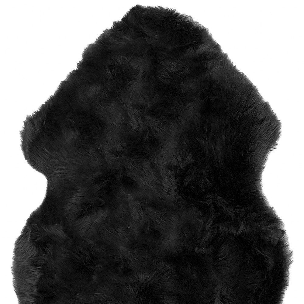 2' X 3' Black Shag Sheepskin Area Rug