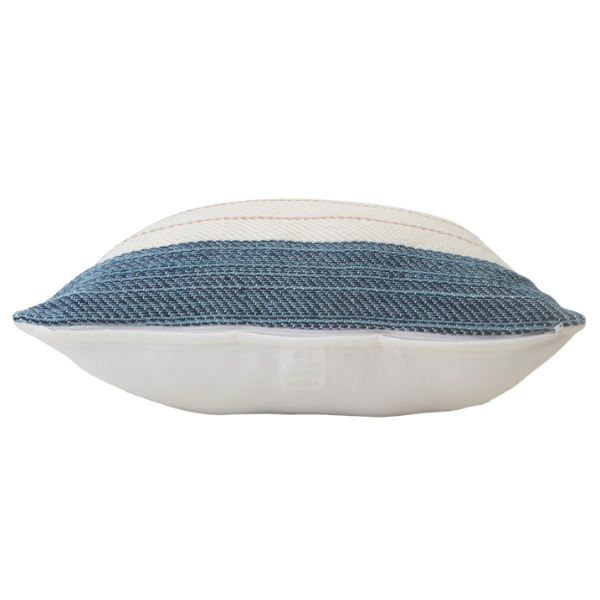 Premium 24" x 24" White Zippered Striped Indoor Outdoor Throw Pillow
