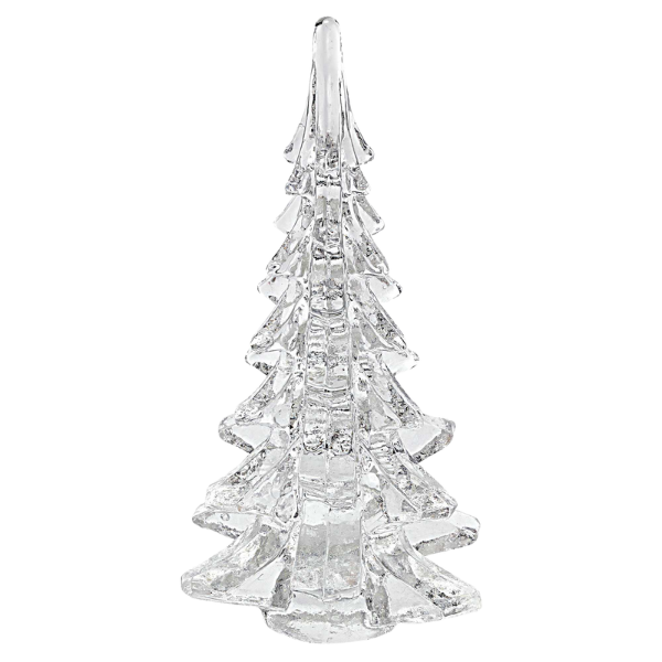 Premium 10" Mouth Blown Clear Glass Christmas Tree Sculpture - Elegant Holiday Tabletop Décor with Murano-Style Craftsmanship