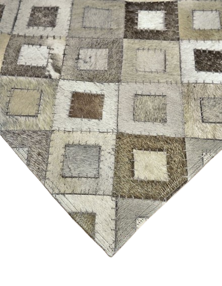 6' X 9' Black Gray And White Faux Cowhide Geometric Area Rug