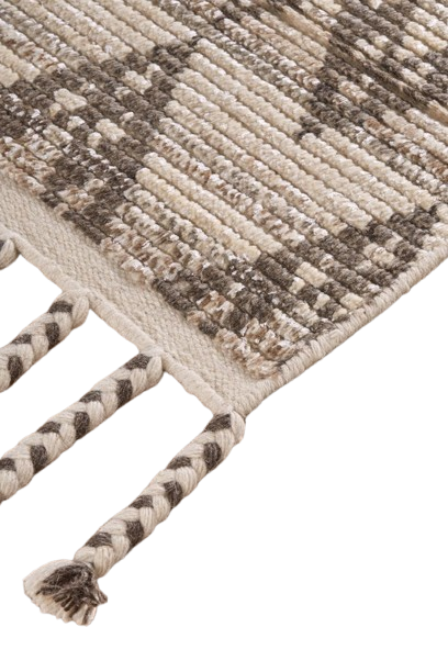 8' X 12' Taupe and Ivory Wool Geometric Hand Knotted Area Rug