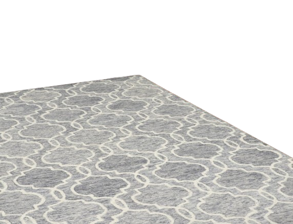 10' X 14' Ivory And Gray Wool Geometric Hand Tufted Area Rug