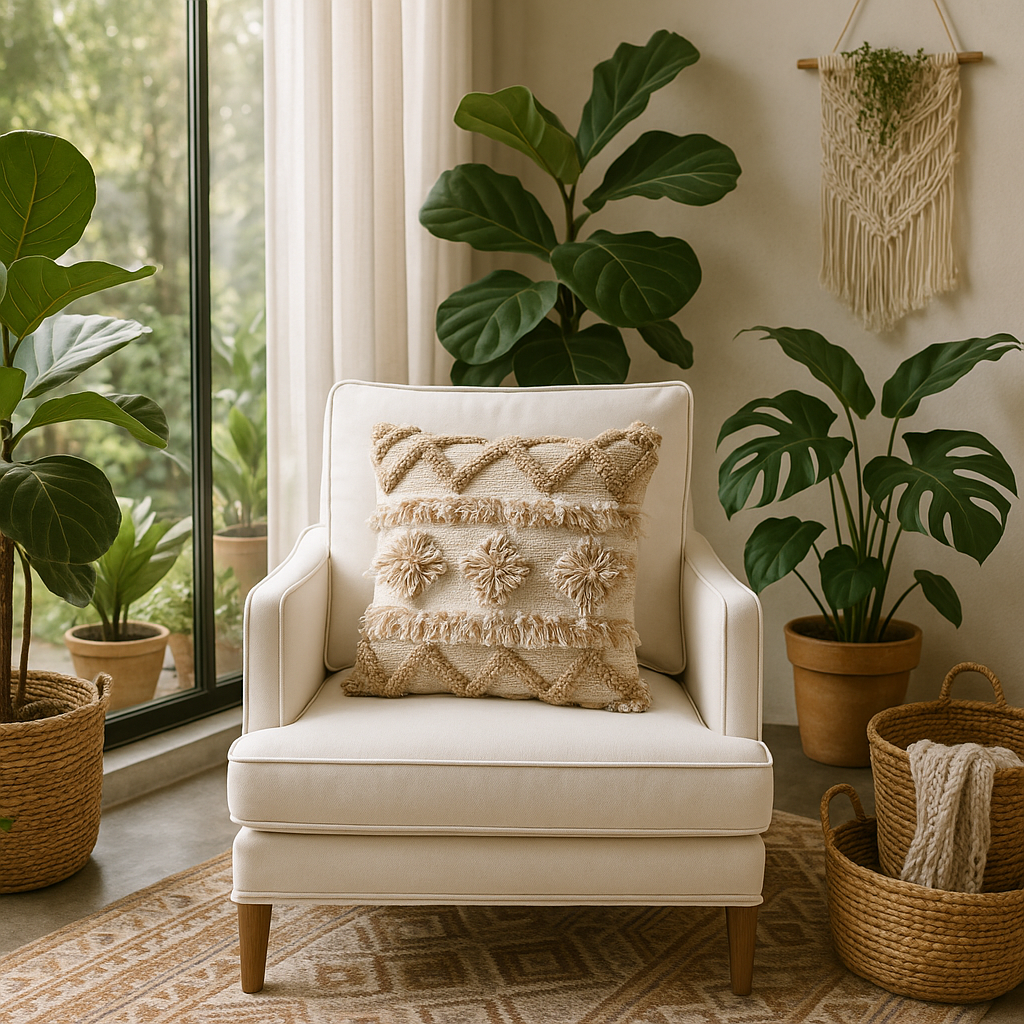 Premium 20" x 20" Tan Zippered Geometric Indoor Outdoor Throw Pillow with Polyester Construction
