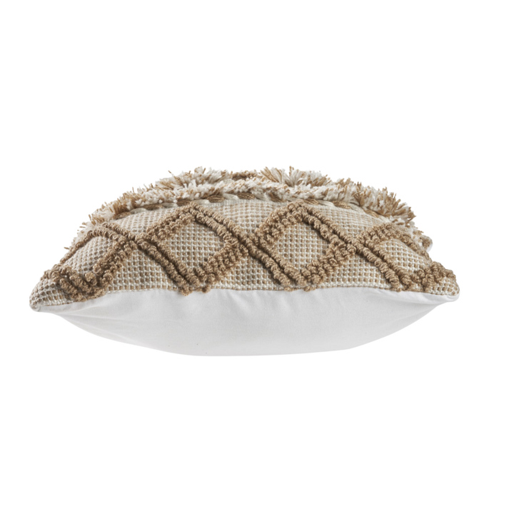Premium 20" x 20" Tan Zippered Geometric Indoor Outdoor Throw Pillow with Polyester Construction