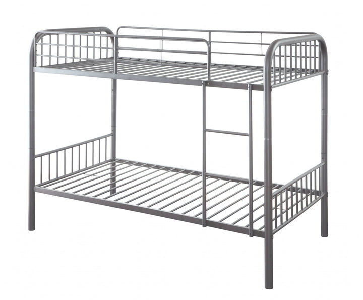 Twin Over Twin Metal Bunk Bed with Slide, House Bed Frame with Playful Design, Sturdy and Modern Structure, Black+Red