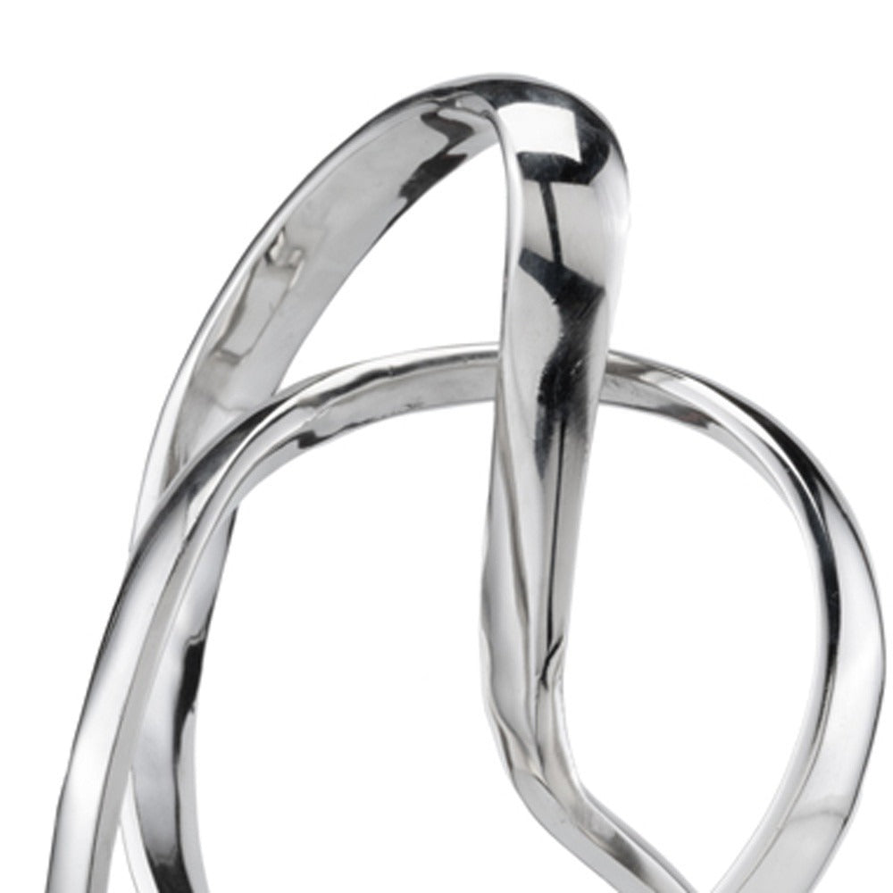 Premium 18" Silver and White Marble and Aluminum Sculpture - Contemporary Abstract Tabletop Design with Mixed Materials
