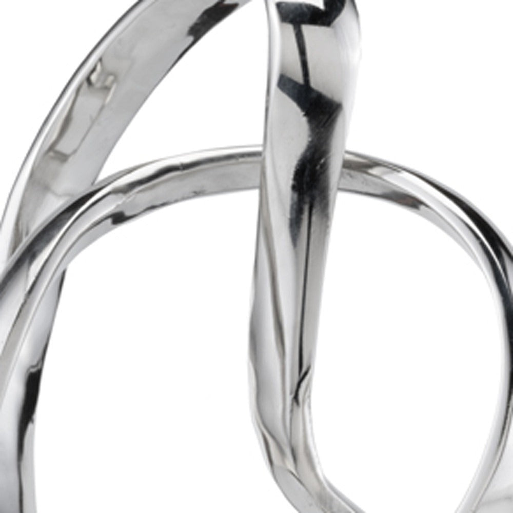 Premium 18" Silver and White Marble and Aluminum Sculpture - Contemporary Abstract Tabletop Design with Mixed Materials