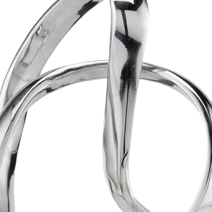 Premium 18" Silver and White Marble and Aluminum Sculpture - Contemporary Abstract Tabletop Design with Mixed Materials