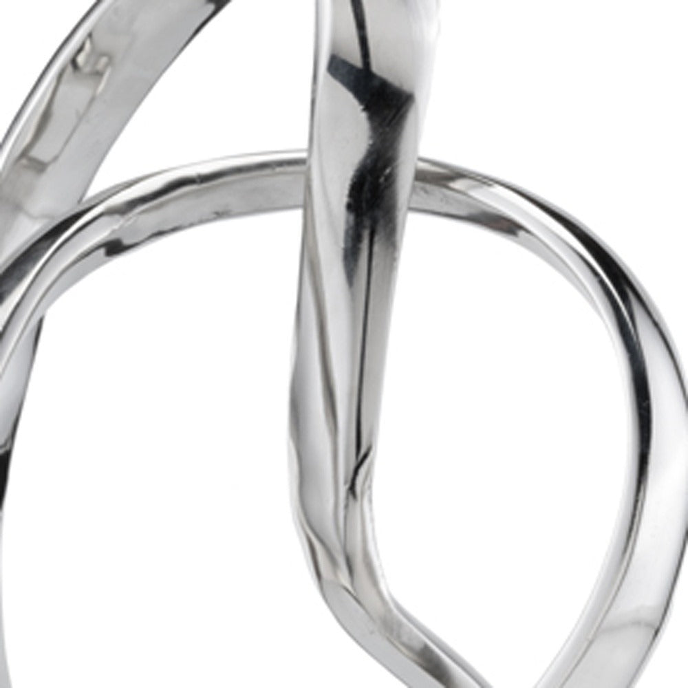 Premium 18" Silver and White Marble and Aluminum Sculpture - Contemporary Abstract Tabletop Design with Mixed Materials