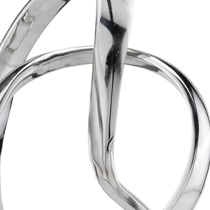 Premium 18" Silver and White Marble and Aluminum Sculpture - Contemporary Abstract Tabletop Design with Mixed Materials