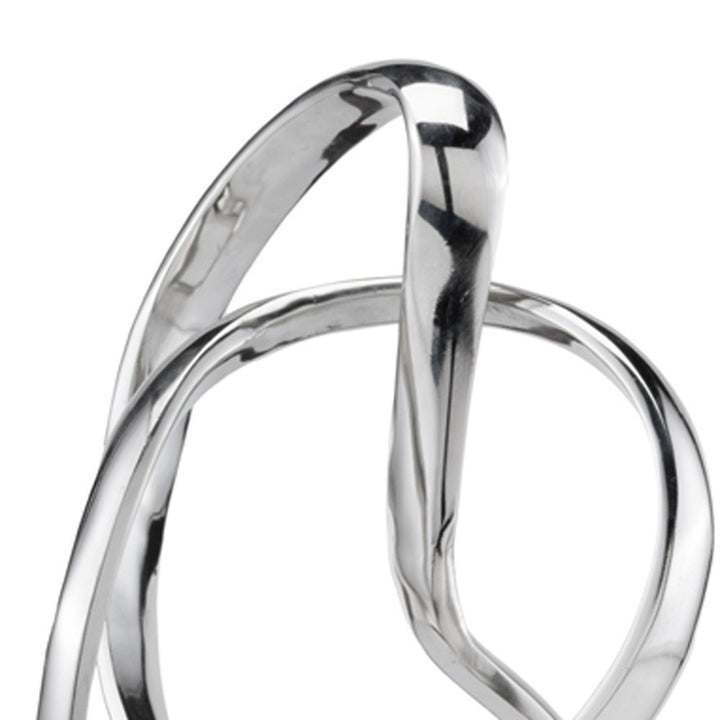 Premium 18" Silver and White Marble and Aluminum Sculpture - Contemporary Abstract Tabletop Design with Mixed Materials