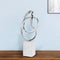 Premium 18" Silver and White Marble and Aluminum Sculpture - Contemporary Abstract Tabletop Design with Mixed Materials