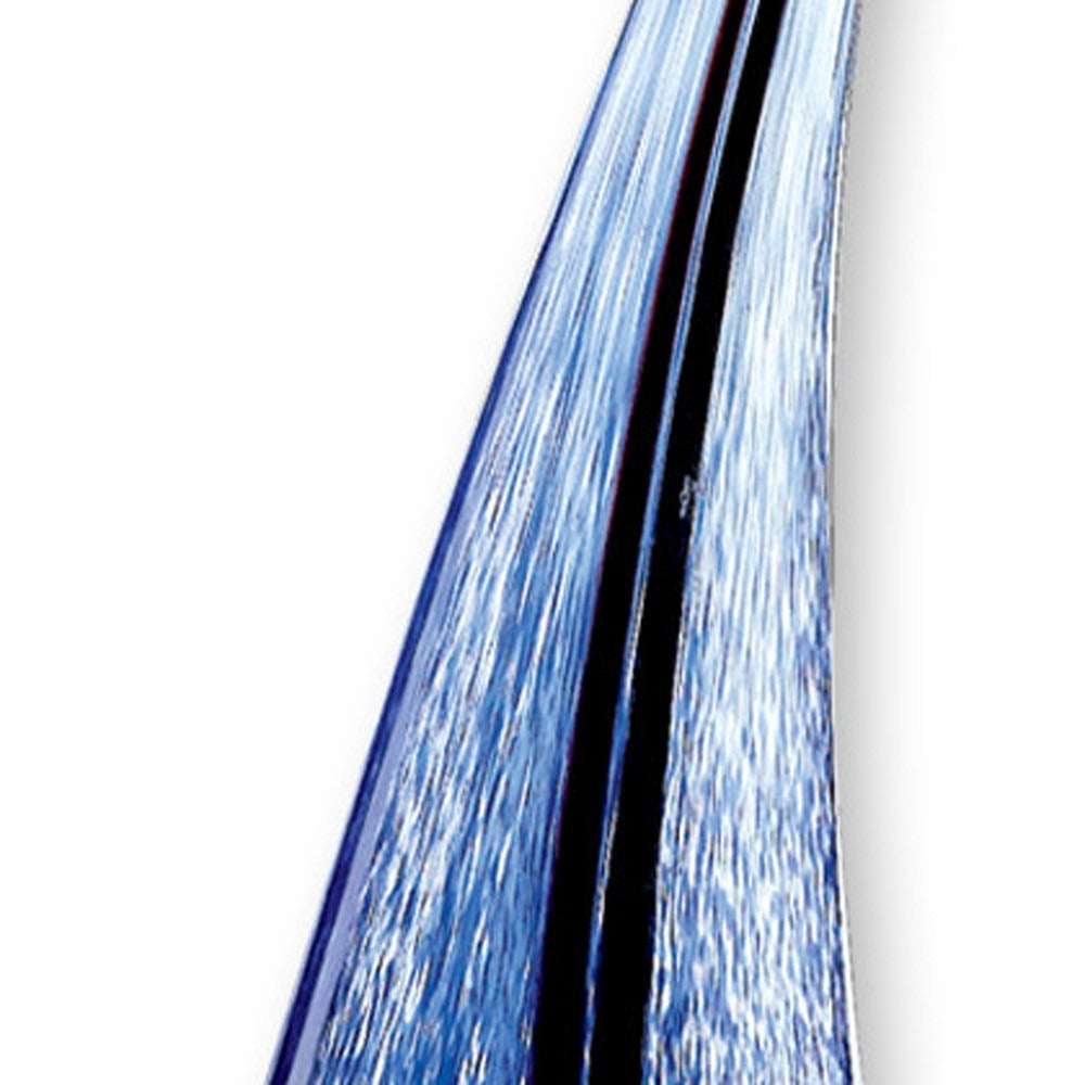 Premium 9" Clear and Blue Murano Glass Modern Abstract Tabletop Sculpture