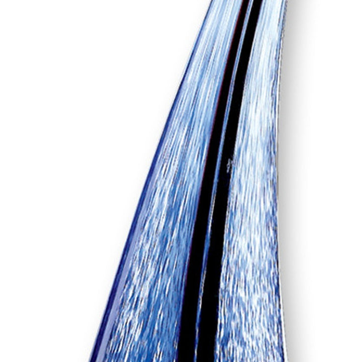 Premium 9" Clear and Blue Murano Glass Modern Abstract Tabletop Sculpture