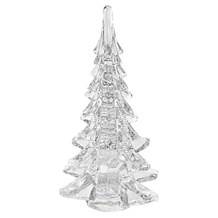 Premium 10" Mouth Blown Clear Glass Christmas Tree Sculpture - Elegant Holiday Tabletop Décor with Murano-Style Craftsmanship