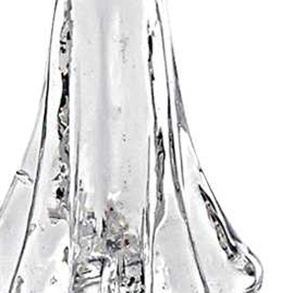Premium 10" Mouth Blown Clear Glass Christmas Tree Sculpture - Elegant Holiday Tabletop Décor with Murano-Style Craftsmanship
