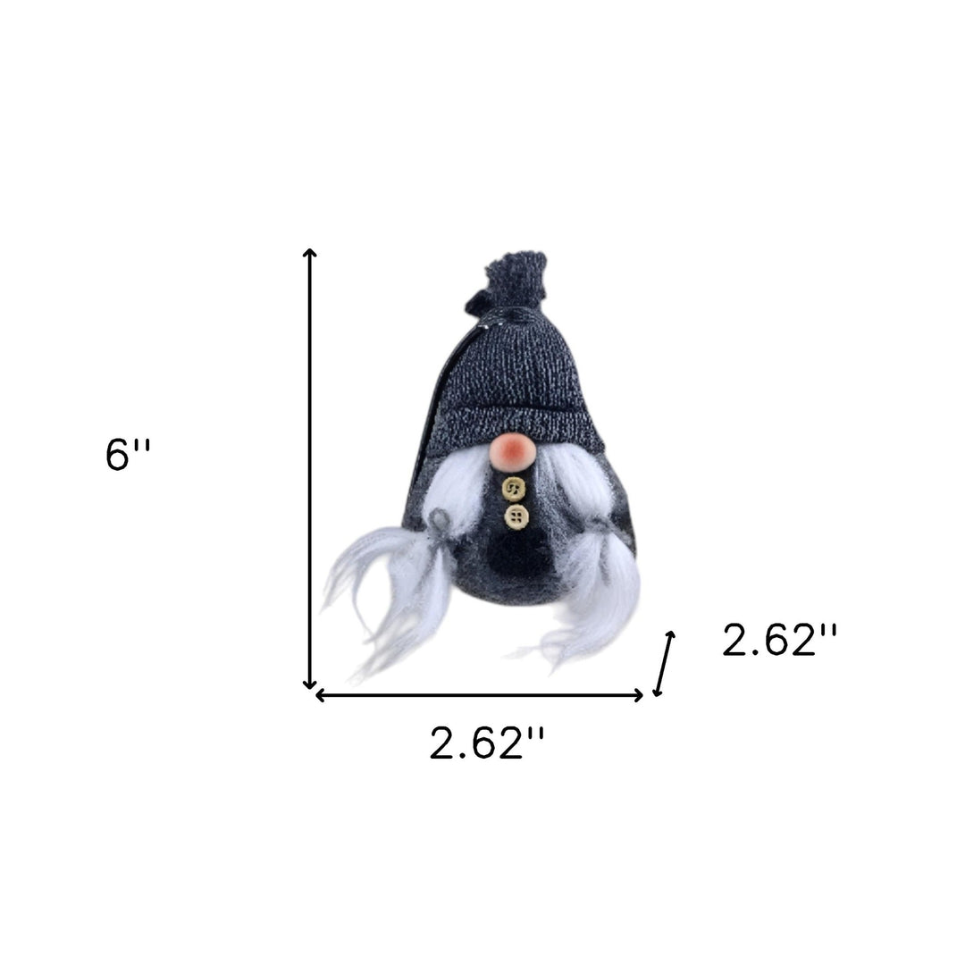 Premium 6" Black and Gray Fabric Christmas Standing Gnome Tabletop Sculpture - Contemporary Whimsical Holiday Décor