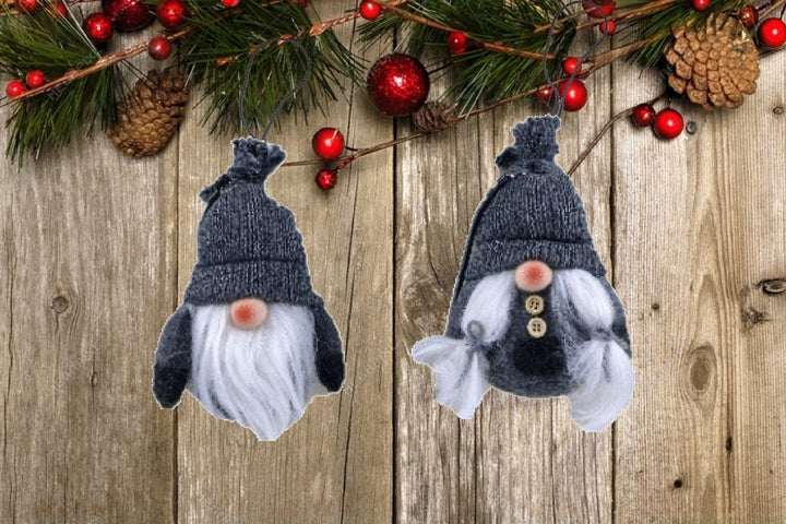 Premium 6" Black and Gray Fabric Christmas Standing Gnome Tabletop Sculpture - Contemporary Whimsical Holiday Décor