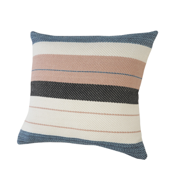 Premium 24" x 24" White Zippered Striped Indoor Outdoor Throw Pillow