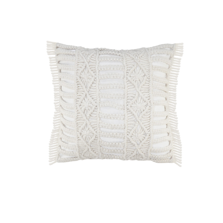 Premium 24" x 24" White Zippered Tropical Indoor Outdoor Throw Pillow with Island Style Design