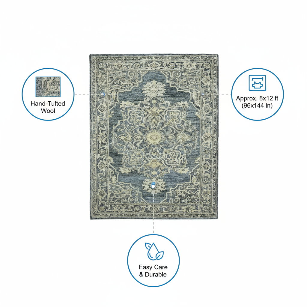 Vestige Nucia Blue/Taupe Hand-Tufted Wool Blend Area Rug 9'x13'