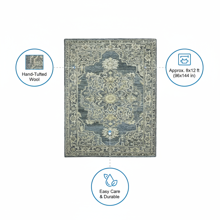 Vestige Nucia Blue/Taupe Hand-Tufted Wool Blend Area Rug 9'x13'