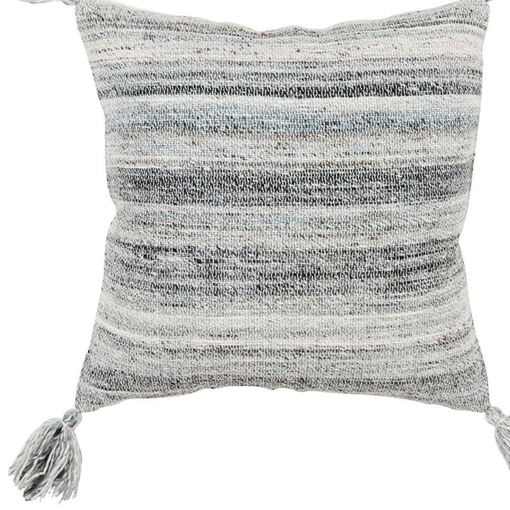 Premium 20" Gray Striped Indoor Outdoor Throw Pillow - Weather-Resistant Cotton Design with Reversible Pattern