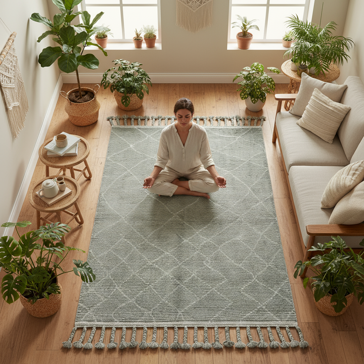 Transitional Diamond Green/Gray/Ivory Area Rug