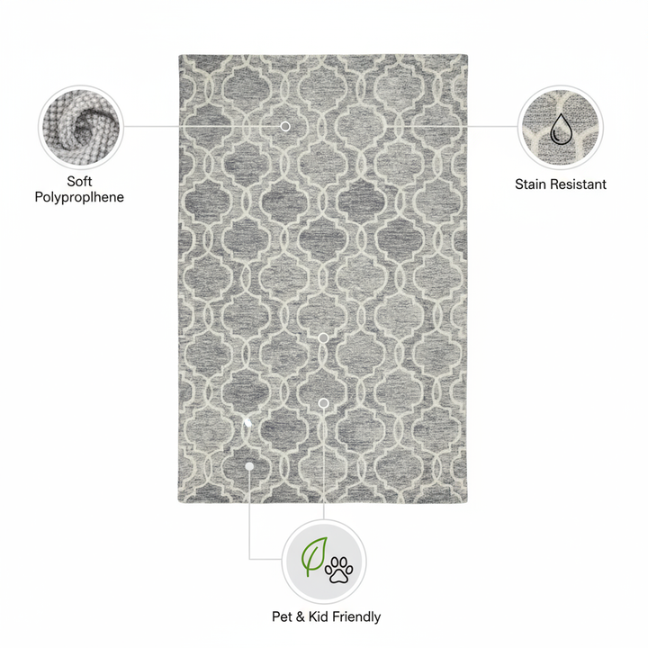 10' X 14' Ivory And Gray Wool Geometric Hand Tufted Area Rug